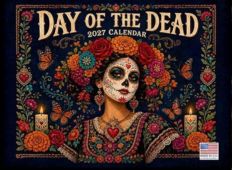 Sugar Skull Calendar 2027 Day Of The Dead Monthly Wall Calender 12 Month - skull wall art