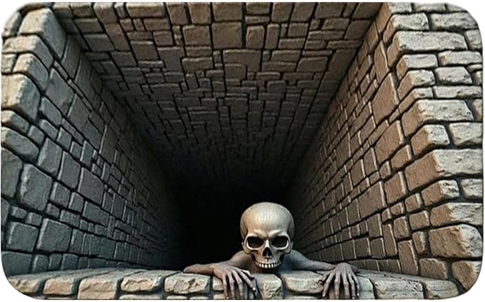 3D Visual Hole Rug Halloween Skull Vision 3D Horror Rugs Anti-Slip Door Mat - skull toilet mat
