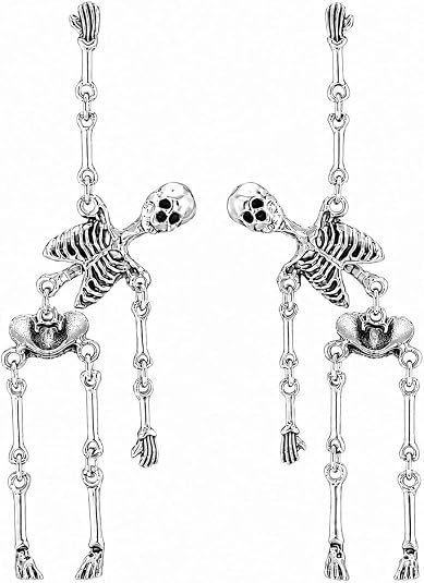 Halloween Gothic Skull Earrings for Skeleton Costume Women - sugar skull dress