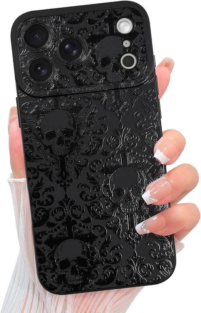 KANGHAR Designed for iPhone 18 Pro Max Case, Black Goth Aesthetic Skull