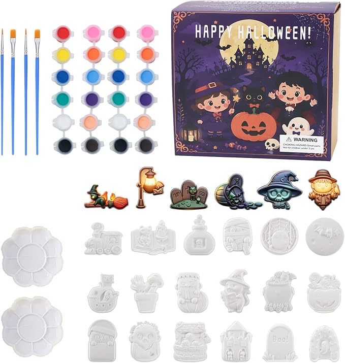 GloomGlo 24 Set Halloween Plaster DIY Painting Arts and Crafts