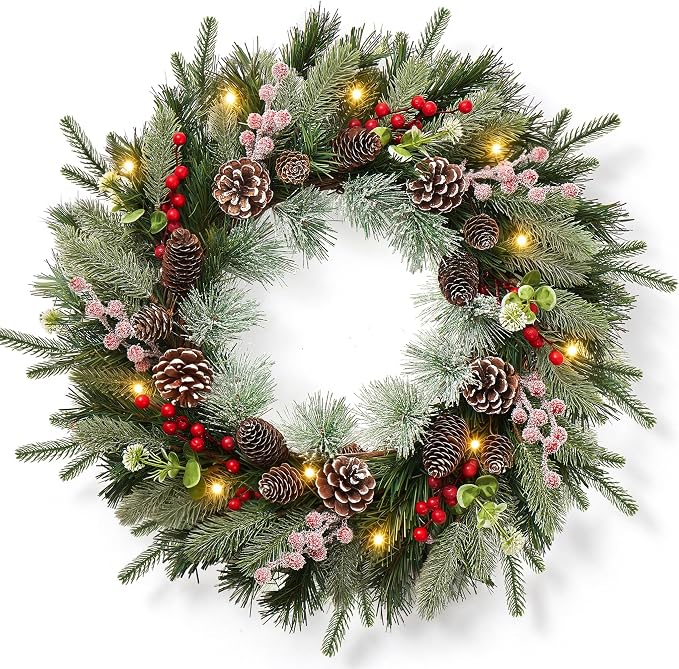 Christmas Wreaths for Front Door-Pine Artificial Christmas Door Wreath