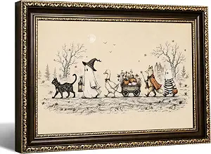 Vintage Halloween Trick or Treat Framed Wall Art, 9×11 Inch