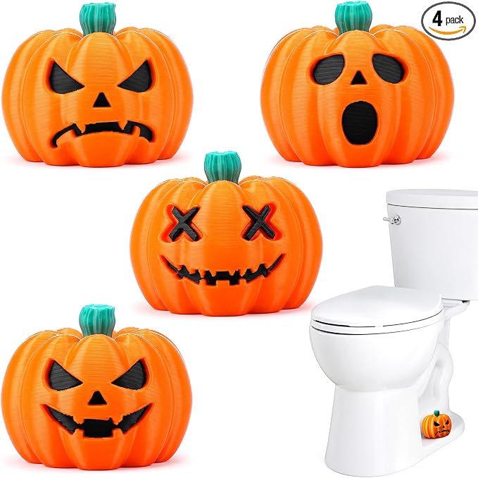 4 Pcs Halloween Pumpkin Toilet Bolt Cover Decorative - skull toilet paper