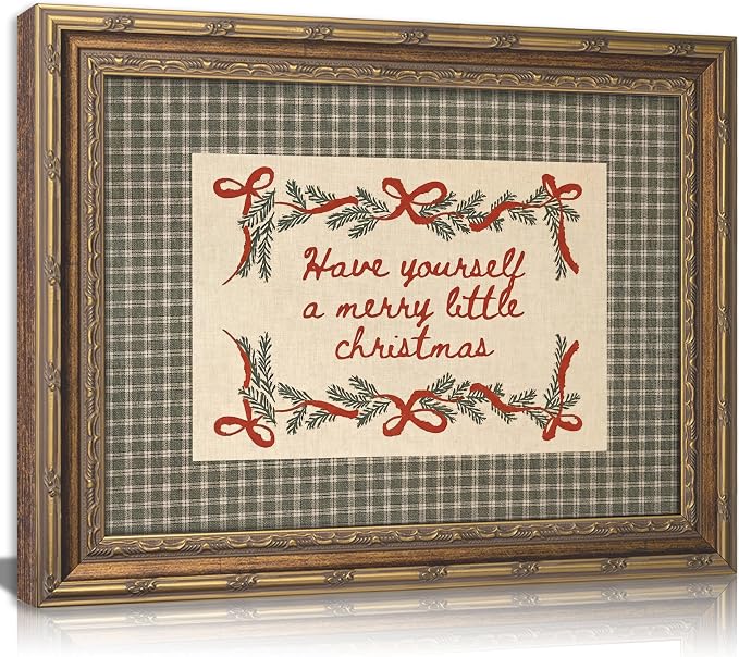 Vintage Gold Framed Christmas Wall Art, Christmas Quotes Canvas Prints - skull wall art