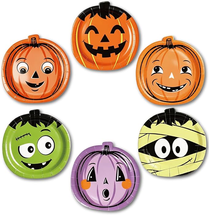 Halloween Paper Plates Thanksgiving Pumpkin Jack o' lantern 60PK - skull plate