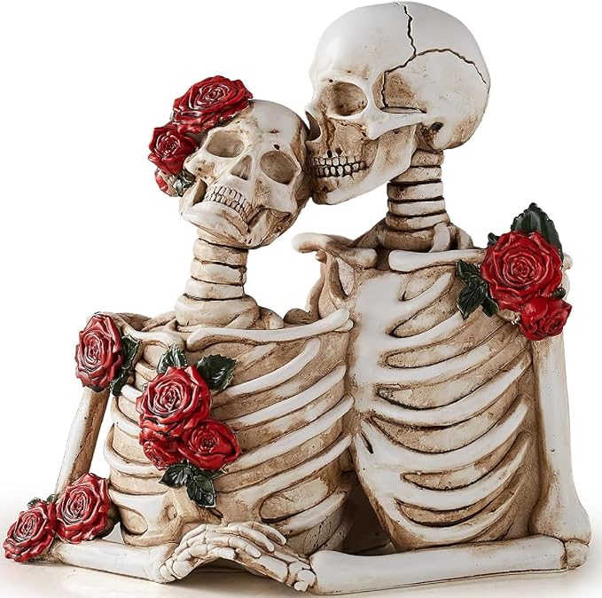 Gothic Skeleton Couple Figurine Statues,Gothic Wedding Decor - skull figurine