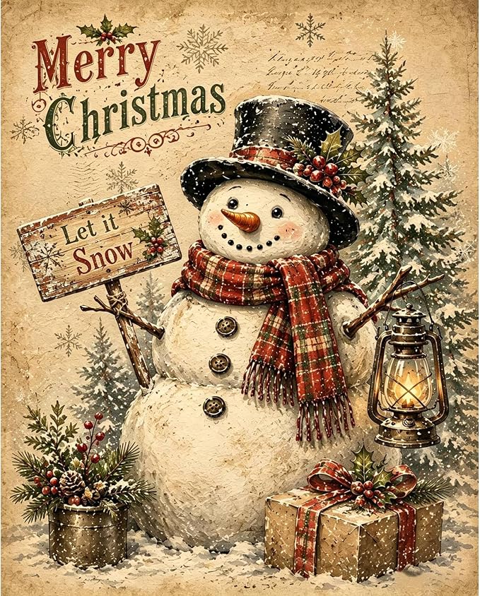 bleihum Vintage Christmas Paint by Numbers Kit for Adults 16x20in Unframed - skull painting