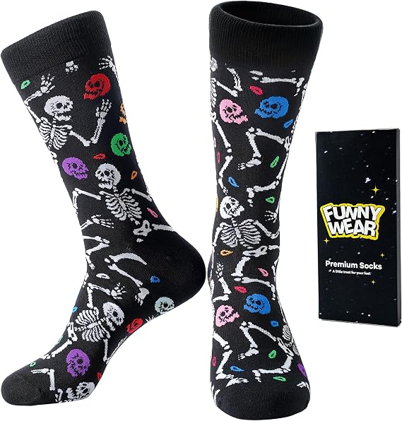 BONANGEL Halloween Socks Men, Funny Novelty Cute Holiday Socks 1 Pair - sugar skull costume