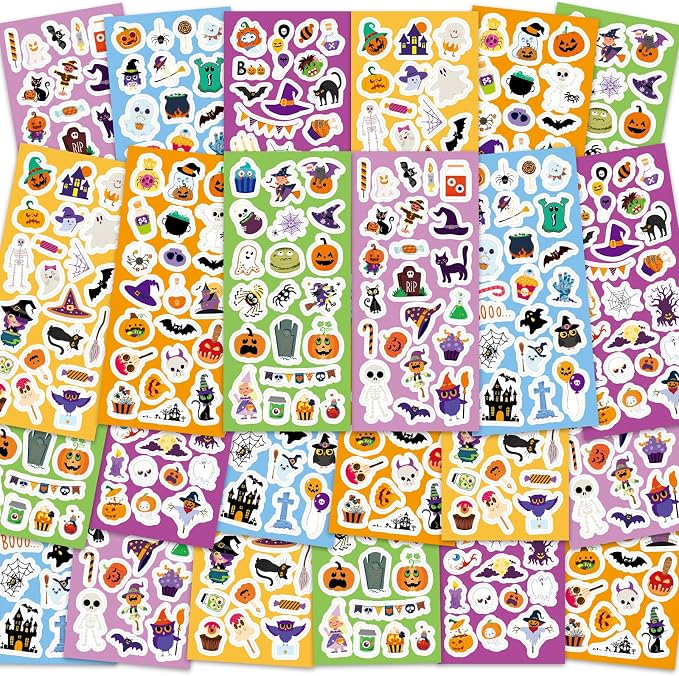 24 Sheets Halloween Stickers, 500+ Stickers Variety Pack - skull sticker