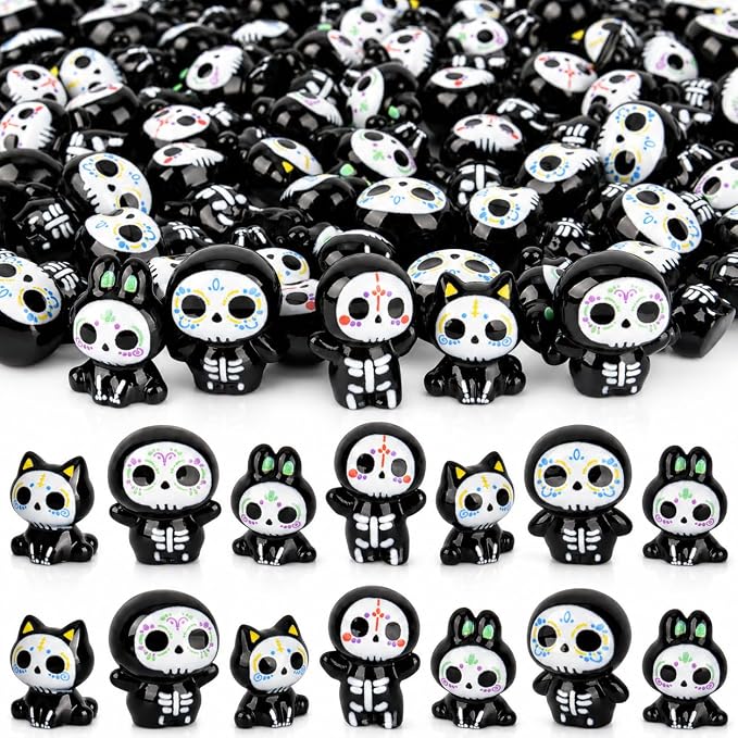 70 Pcs Halloween Mini Resin Ghost Figurines - skull figurine