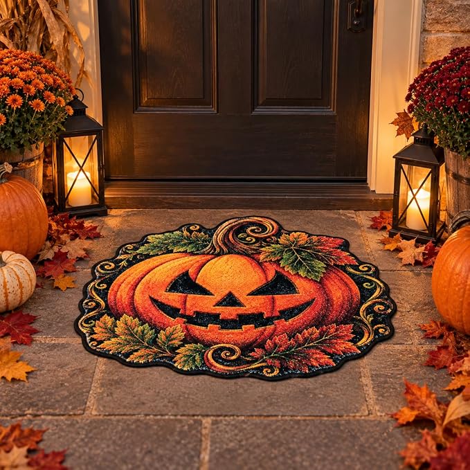 Halloween Area Rug Halloween Pumpkin Rug Jack-o’-Lantern Mat