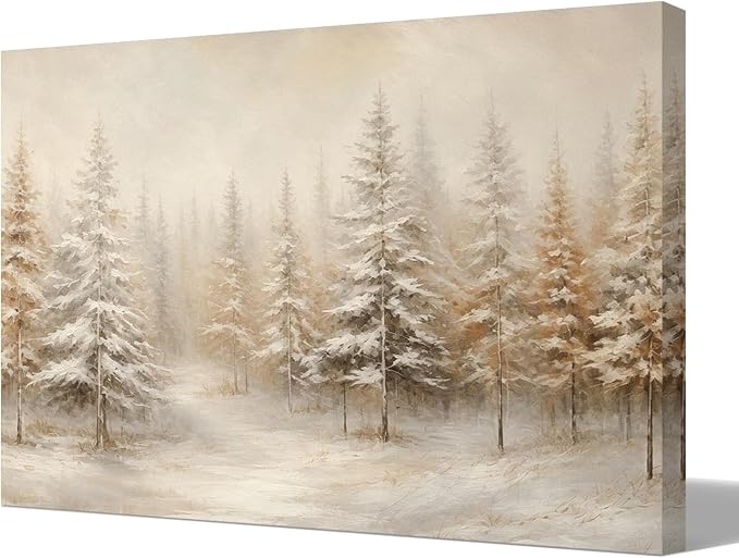 Xxseos Vintage Christmas Winter Tree Forest Canvas Wall Art Decor - skull wall art