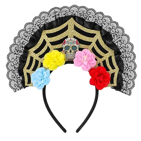 Halloween Skull Headband Day of the Dead Headpiece - skull headband