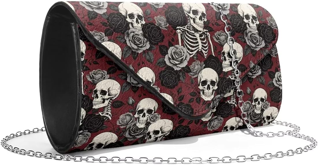 Clutch Purses for Women Ladies Evening Party Handbag Soft Leather Wedding Shoulder Bag with Detachable Chain Strap - sugar skull handbags for sale