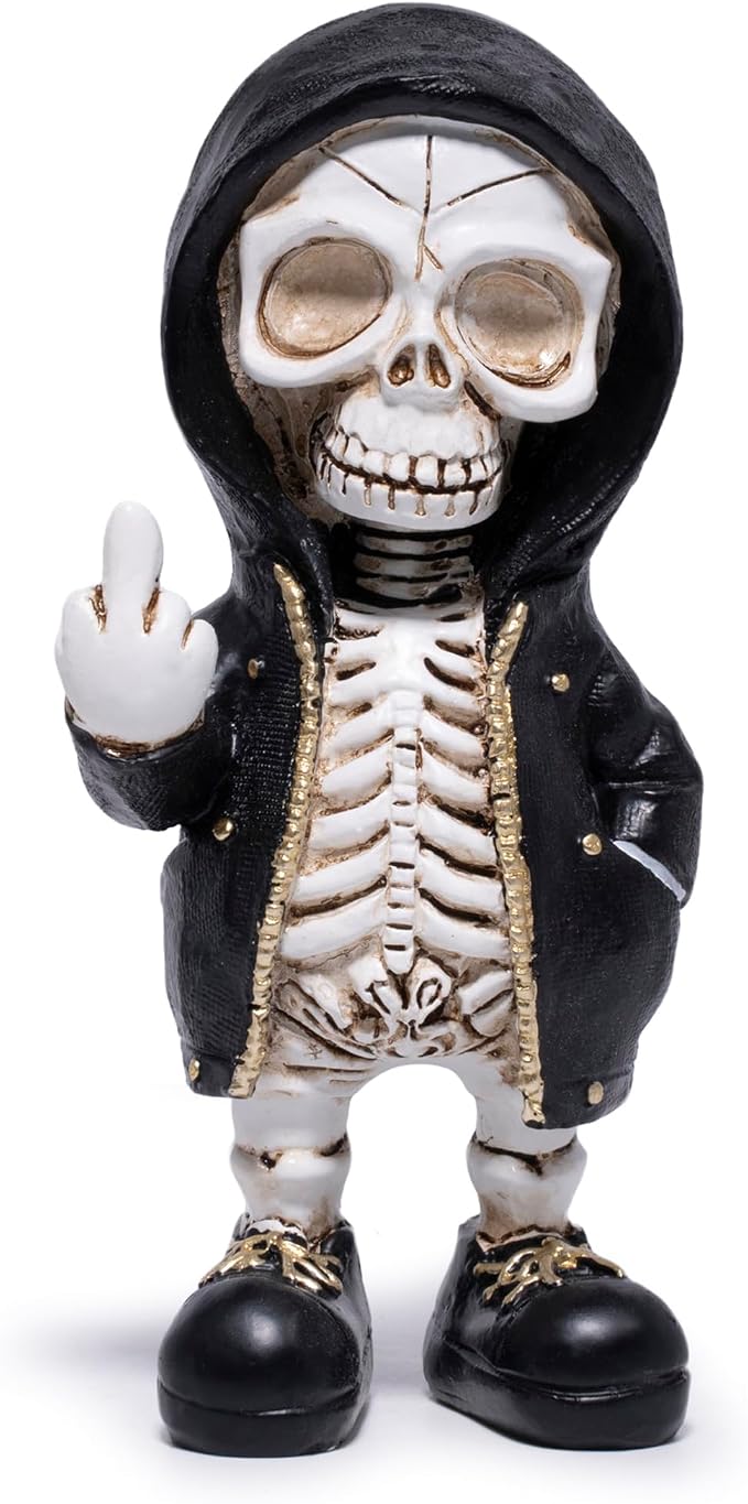 Hodao Cool Skull Halloween Decoration, Funny Skeleton Figurine with Pose - skull figurine