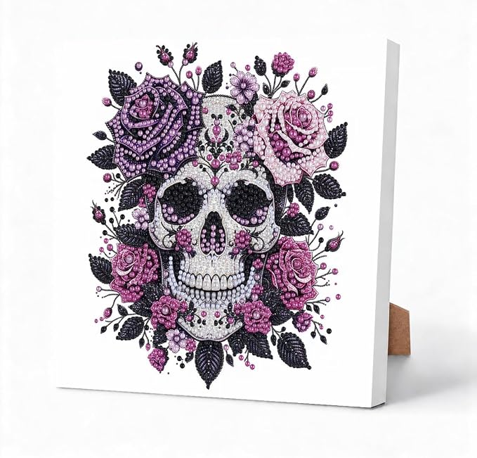 Skull Pearl Art kits for Adults,5D Diamond Painting Kits with Frame 10X10in - skull painting