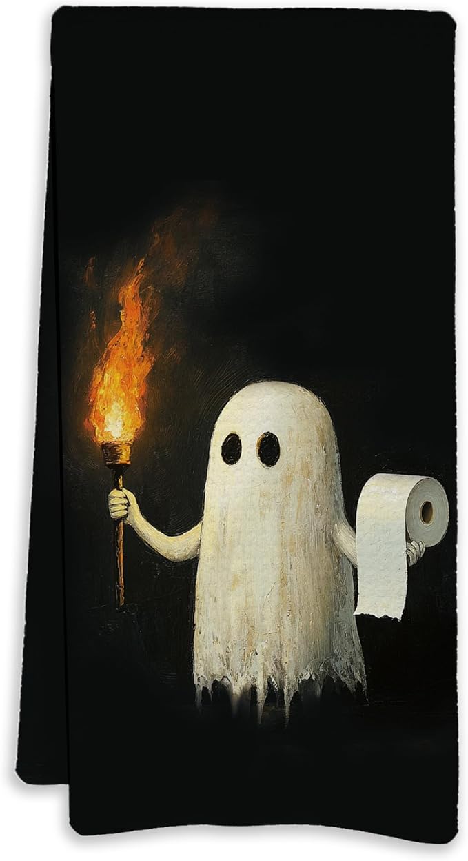 Ghost Halloween Decor Bathroom Hand Towels 16x24 Inch - skull toilet paper