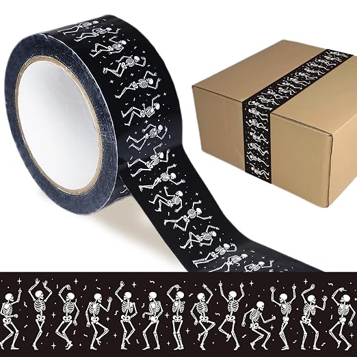 Halloween Packing Tape Dancing Skeleton Shipping Tape 100Yard - skull sticker