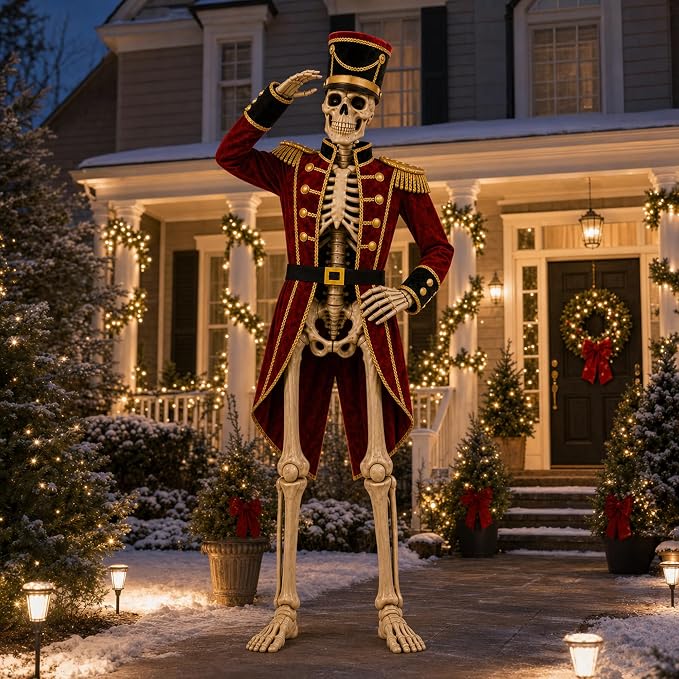 3 Pcs Nutcracker Costume for 12 Ft Skeleton Outfit Christmas Yard Décor - skeleton