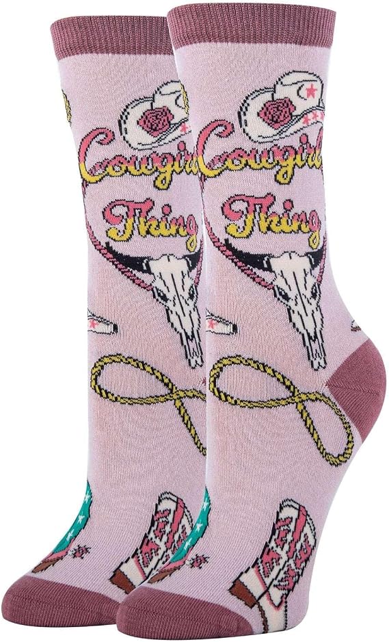 ooohyeah Women's Novelty Western Crew Socks - sugar skull boots