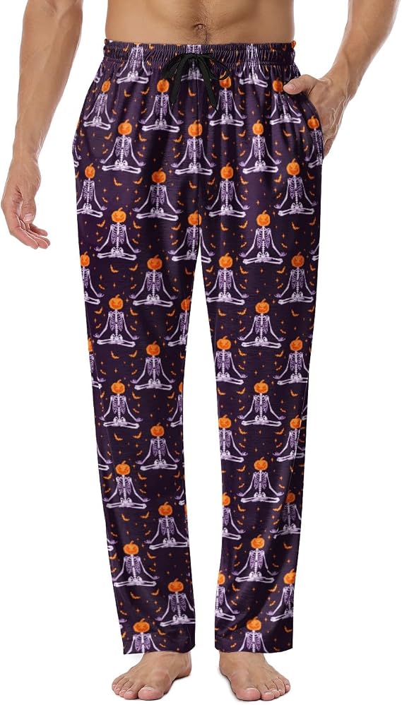 Mens Pajama Pants, Soft Sleep Pants with Pockets - skull pajamas