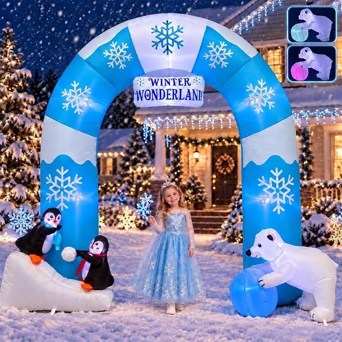 7.2FT Christmas Inflatable Archway Winter Wonderland Blow Up Decor with LED - skull inflatable