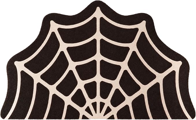 Half Circle Spider Web Door Mat 31.5x19.7in,Washable Gothic Rug - skull door mat