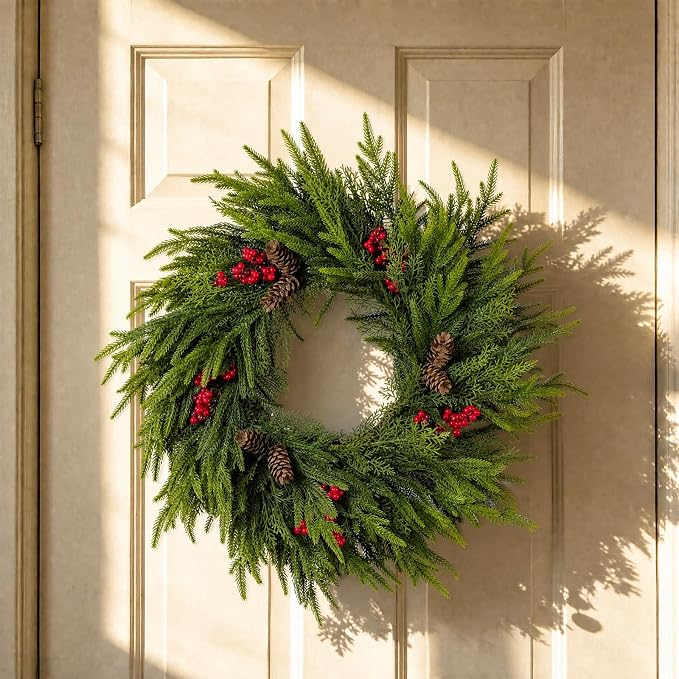 22 Inch Christmas Wreaths for Front Door (Exquisite Style) - skull wreath