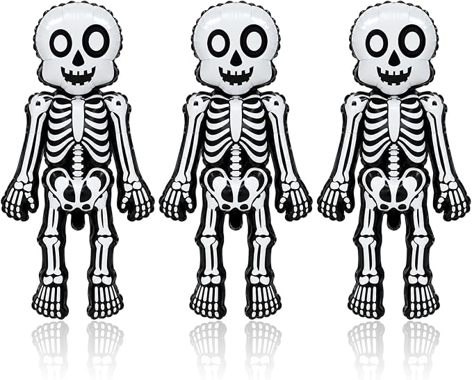 Skeleton Man Balloons 3Pcs Halloween Skull Balloons - skull inflatable