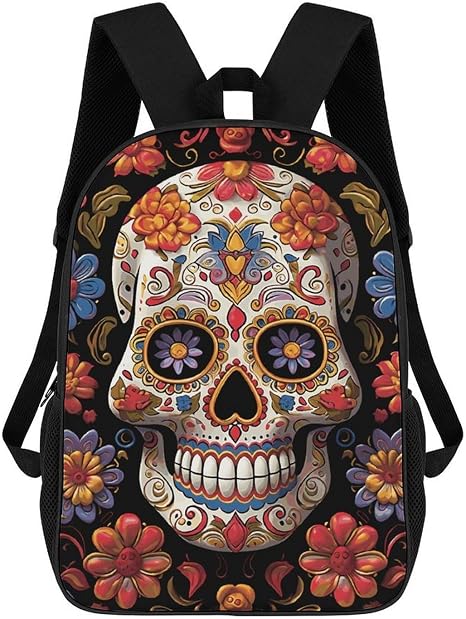 Sugar Skulls 17 Inch Laptop Backpack Travel Backpack - sugar skull handbags for sale