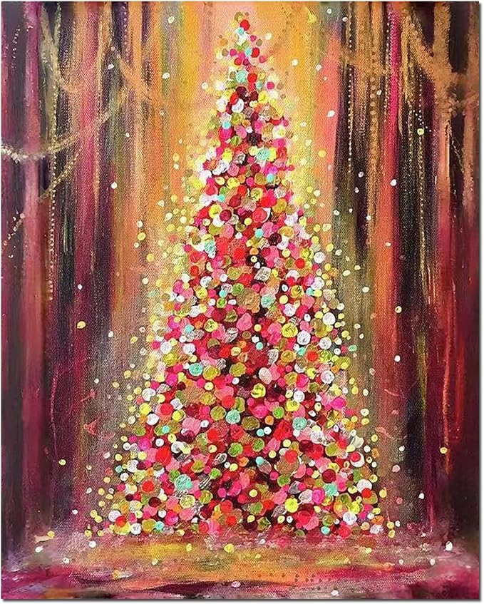 Christmas Tree Paint by Numbers Kit for Adults without Frame 16X20 inch - skull painting