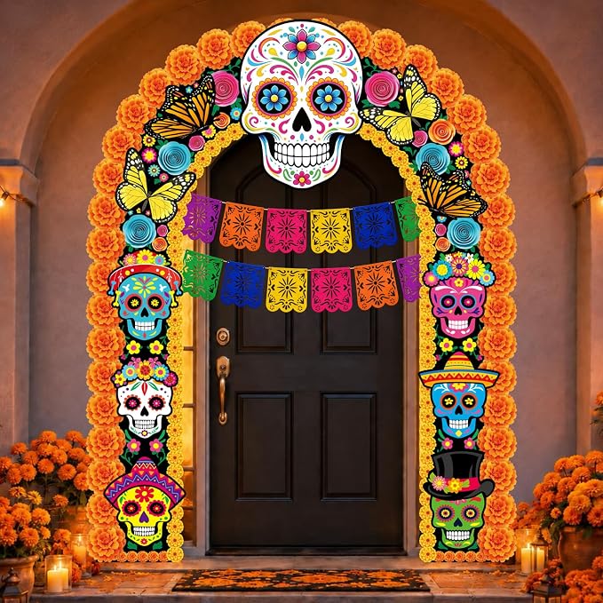 3 Pcs Dia De Los Muertos Decorations Day of the Dead Door Banner