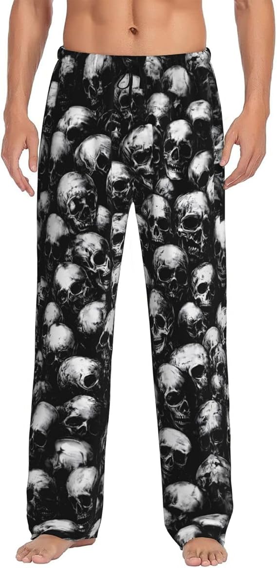 Men's Pajama Pants with Pockets Lightweight Breathable Sleep Pants for Men Soft Lounge Pants Elastic Waistband - skull pajamas