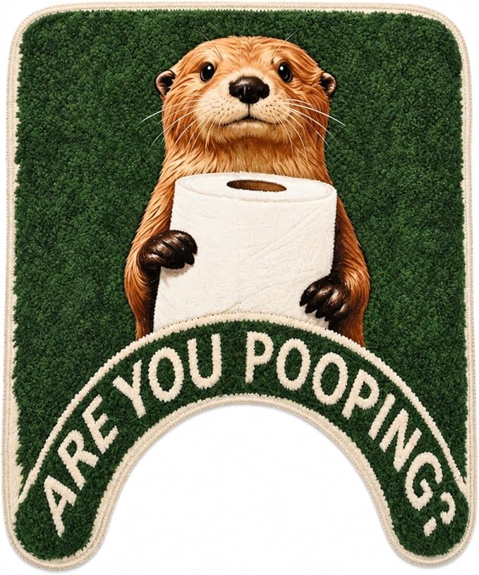 Funny Otter Toilet Bath Mat U-Shaped Toilet Contour Rug 24x20 - skull toilet rug