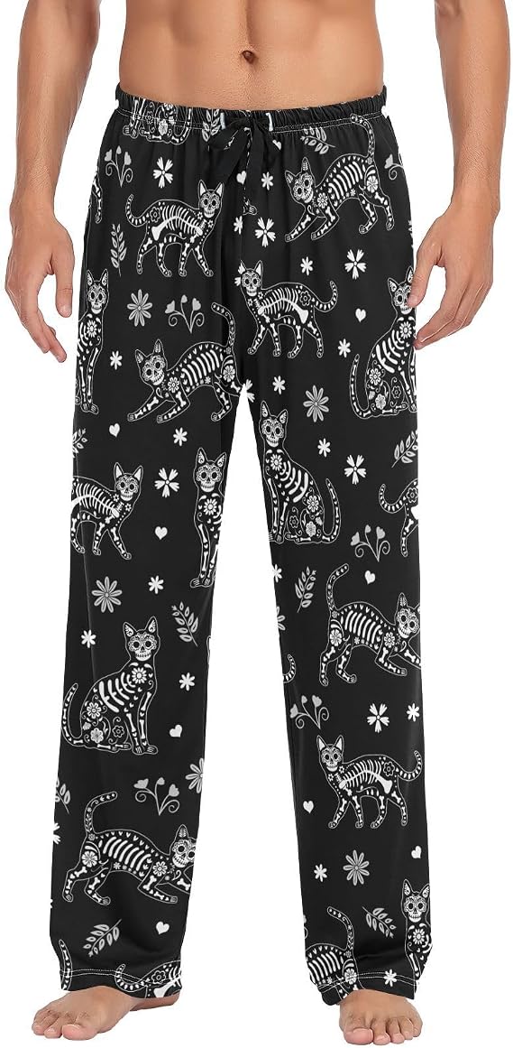 JUDIAN English Bulldog Men's Pajama Bottoms Soft Sleep Pant - skull pajamas