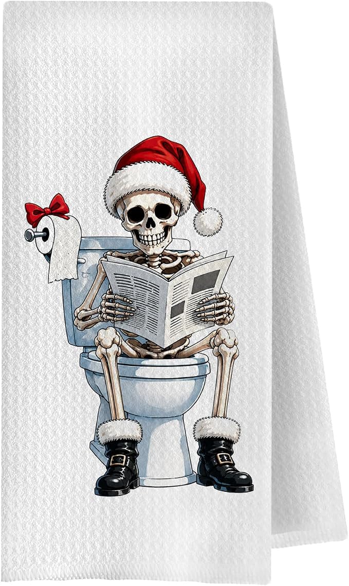 Christmas Skeleton Bathroom Hand Towels 16x24 Inch - skeleton