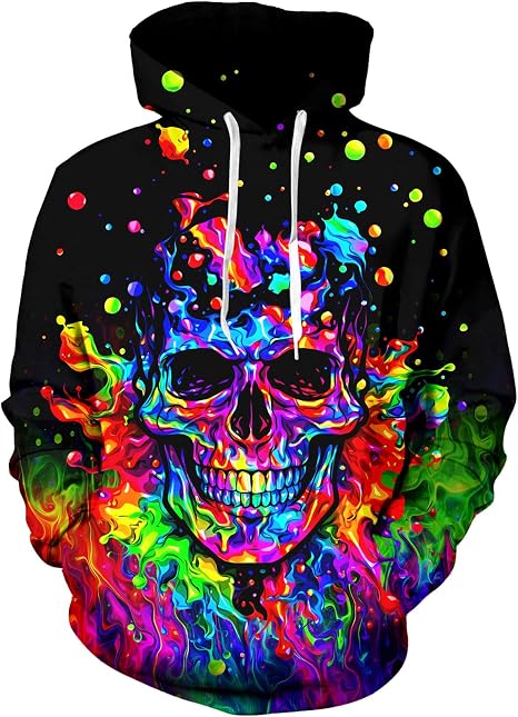 Goodstoworld 3D Novelty Hoodies Pullover Sweatshirt Graphic Print With Pockets S-3XL - skull sweatshirts