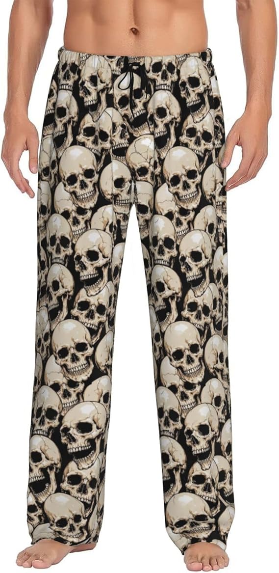 Men's Pajama Pants Sleep Lounge PJ Bottoms for Men - skull pajamas