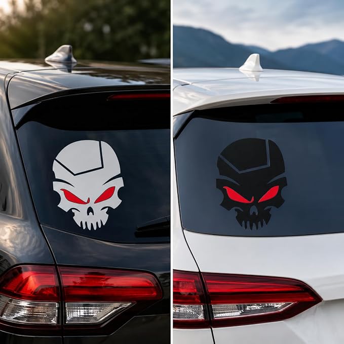 Pack of 2 Skull Face Car Decals Waterproof Funny Bumper Stickers - skull sticker