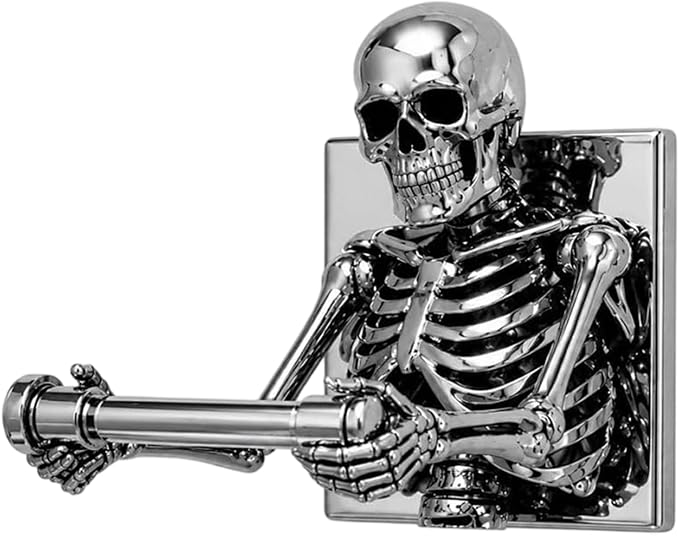 Wall-Mounted Halloween Skull Toilet Holder Skull Wall-Mounted Stand - skull toilet paper