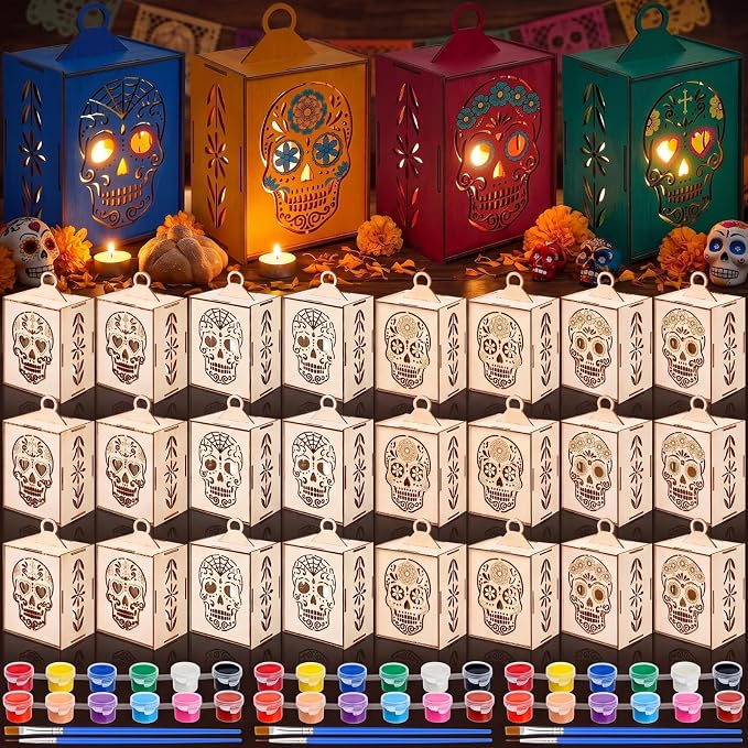 DoubleFill 27 Pcs Sugar Skull Kit Dia De Los Muertos Decor