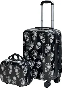 Skull Print Hardshell Luggage Suitcase Set - skull suitcase