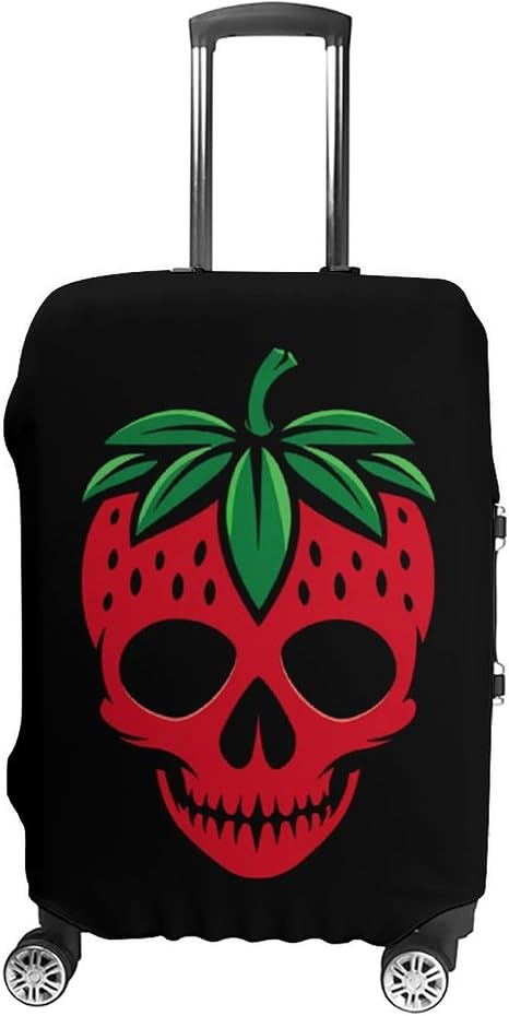 Strawberry Skull Luggage Cover Fits 19-32 Inch XL - skull suitcase