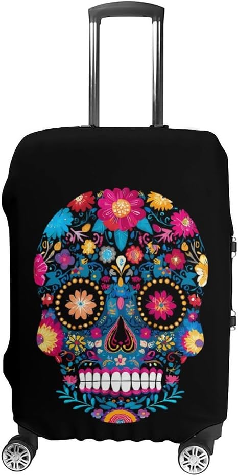 Sugar Skull Luggage Cover Fits 19-32 Inch M - skull suitcase