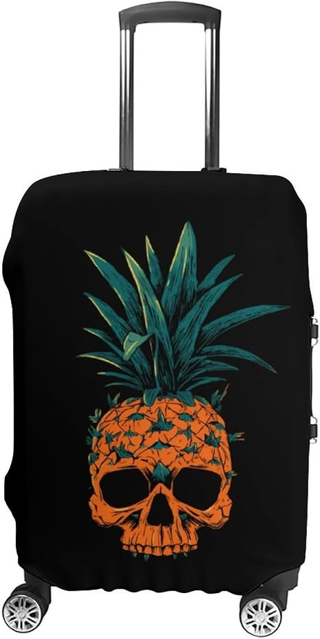 Pineapple Skull Luggage Cover Fits 19-32 Inch L - skull suitcase