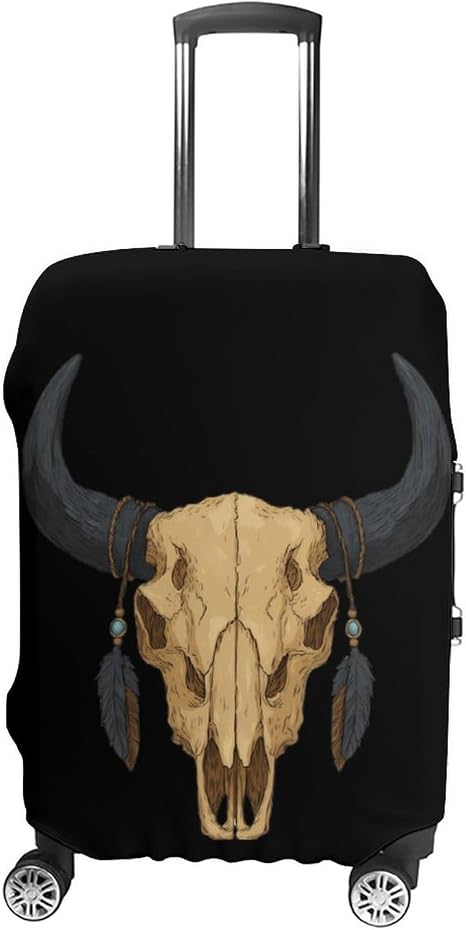 Bull Skull Tattoo Luggage Cover Fits 19-32 Inch S - skull suitcase