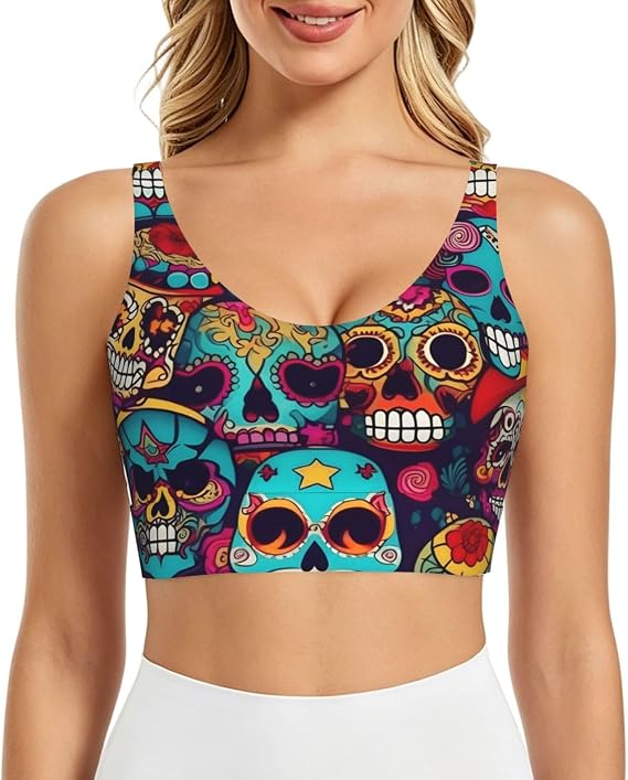 Black Marble Texture Gold Print Women's Racerback Sports Bra Tank Top - skull tank tops
