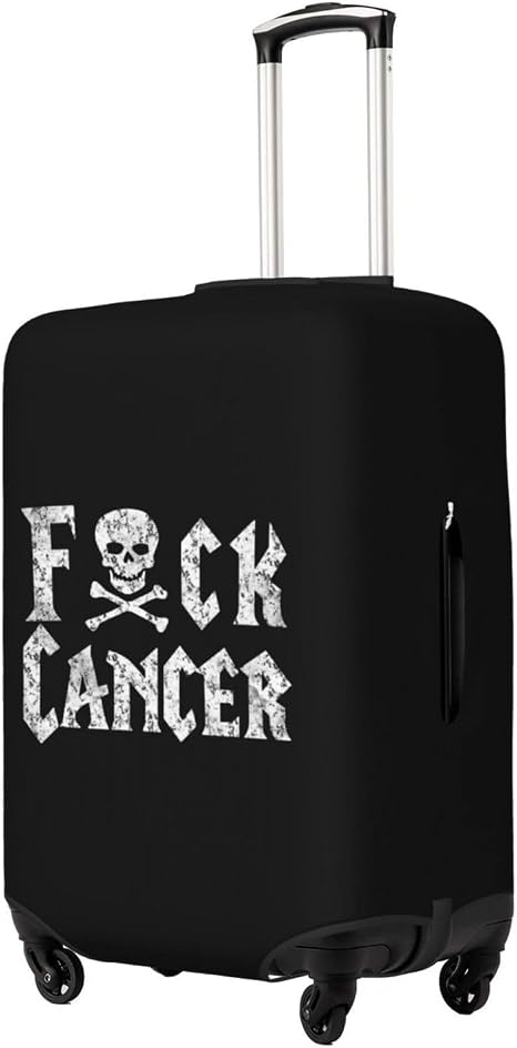 Fuck Cancer Skull & Crossbones Travel Luggage Cover Suitcase Protector Fits 18-32 Inch Case (Black, M (for 22-25 inch luggage)) - skull suitcase