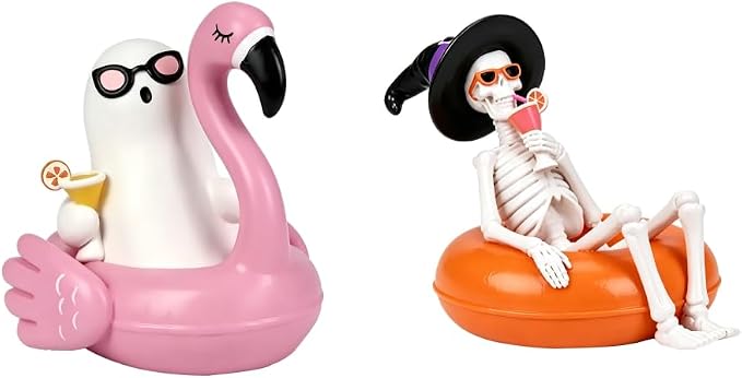 Halloween Resin Skull Ghost Figurine Pool Float Party Decor Ornament - skull figurine